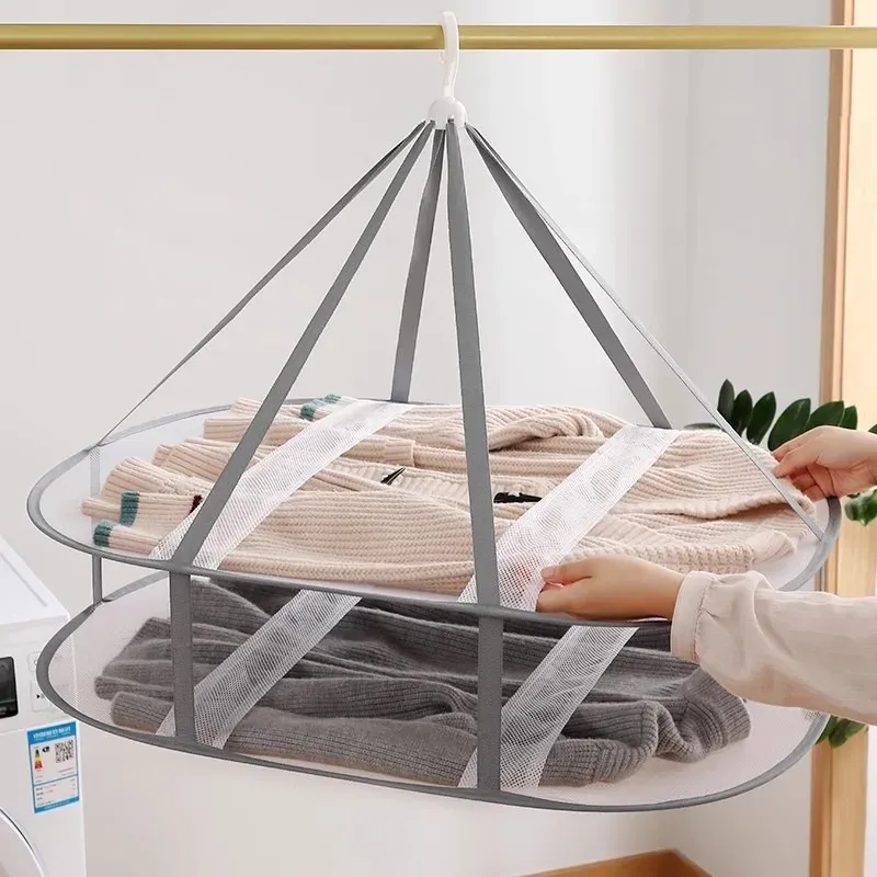Séchoir à linge pliable en maille à 3 niveaux pour vêtements délicats, pulls, serviettes et chaussettes – Organisateur de buanderie compact 3