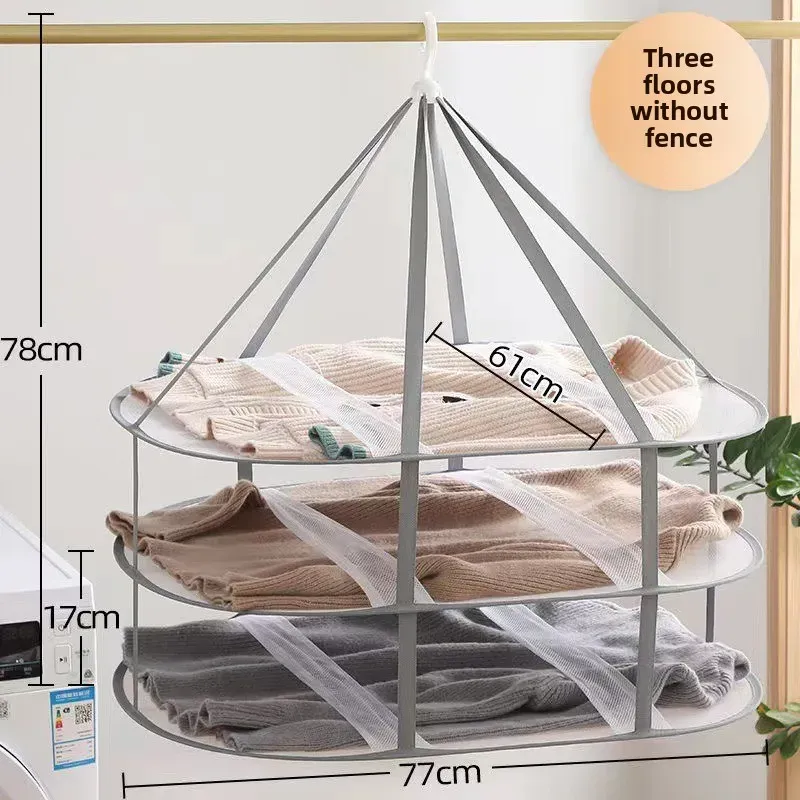 Séchoir à linge pliable en maille à 3 niveaux pour vêtements délicats, pulls, serviettes et chaussettes – Organisateur de buanderie compact 5