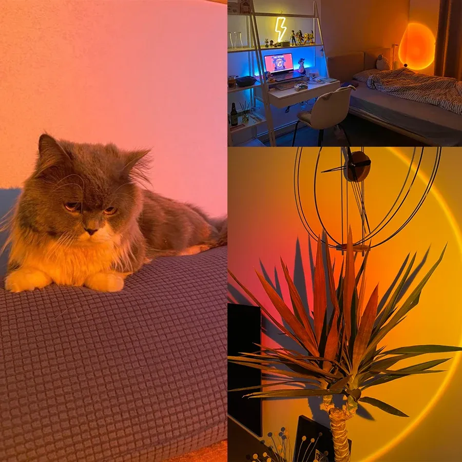 Lampe Coucher de Soleil Intelligente Tuya LED RGB USB avec Projection à Distance, Compatible Smart Life 4