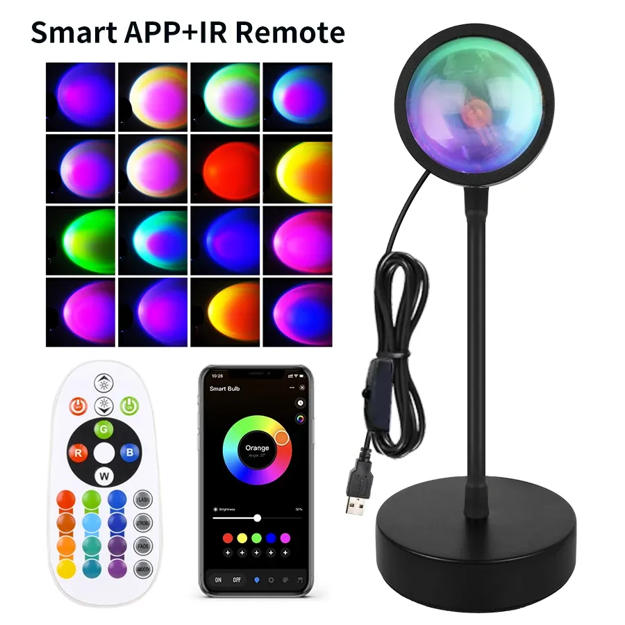 Lampe Coucher de Soleil Intelligente Tuya LED RGB USB avec Projection à Distance, Compatible Smart Life 7