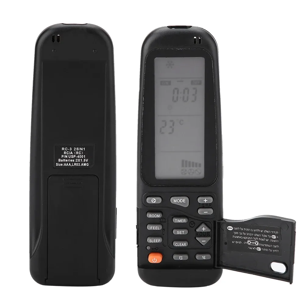 Télécommande universelle pour climatiseur 25 en 1, compatible Electra, Airwell, Emailair et Elco RC3, avec déshumidification, ventilation et minuterie à affichage LED (piles non incluses) 6