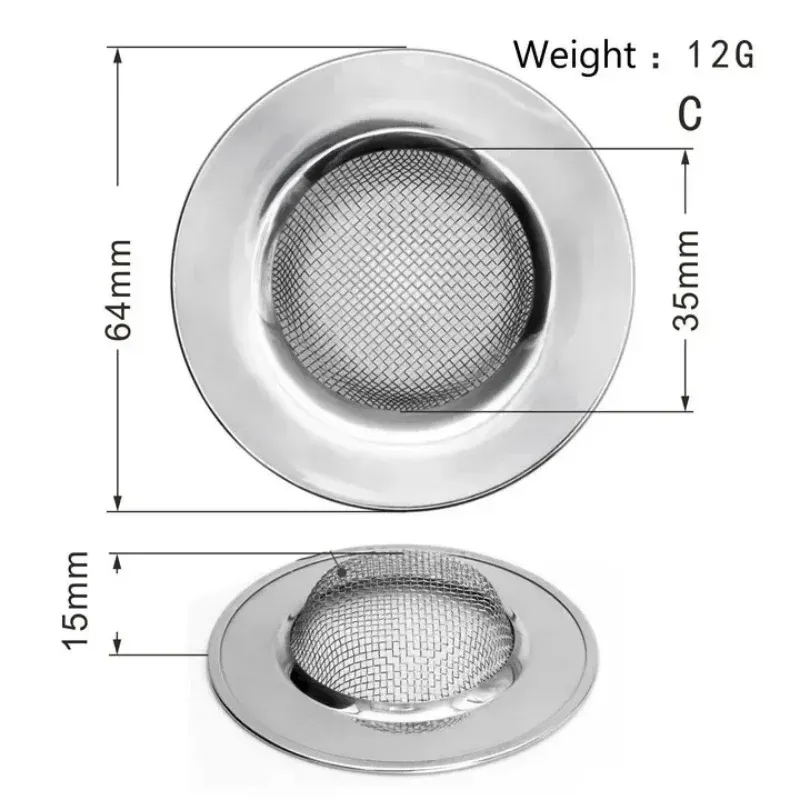 Crépine de vidange en acier inoxydable Ø 64 mm pour baignoire, douche, évier de cuisine et siphon de sol 2