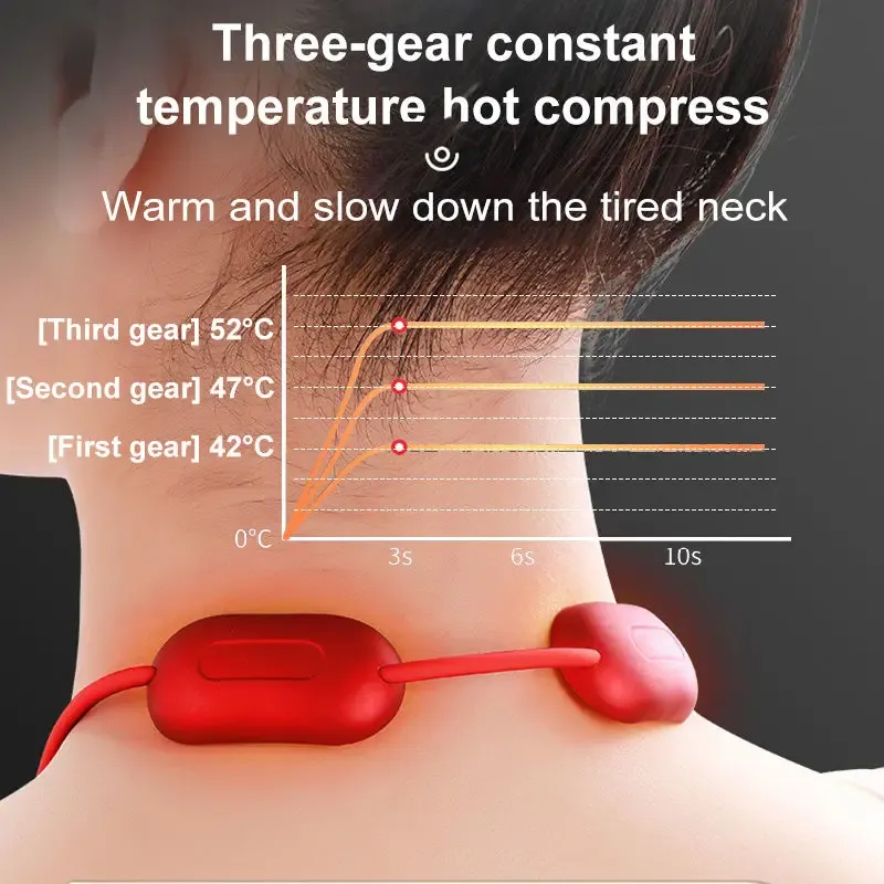 Mini masseur cervical intelligent portable à suspendre, avec plusieurs modes d'impulsion et fonction chauffante pour la détente du cou et des épaules 3