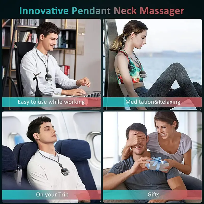 Mini masseur cervical intelligent portable à suspendre, avec plusieurs modes d'impulsion et fonction chauffante pour la détente du cou et des épaules 5
