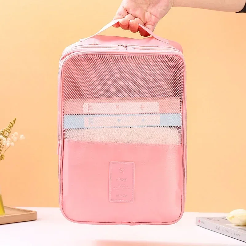 Organisateur de chaussures de voyage portable à 3 couches, pochette multifonction pour articles de toilette et sous-vêtements 4