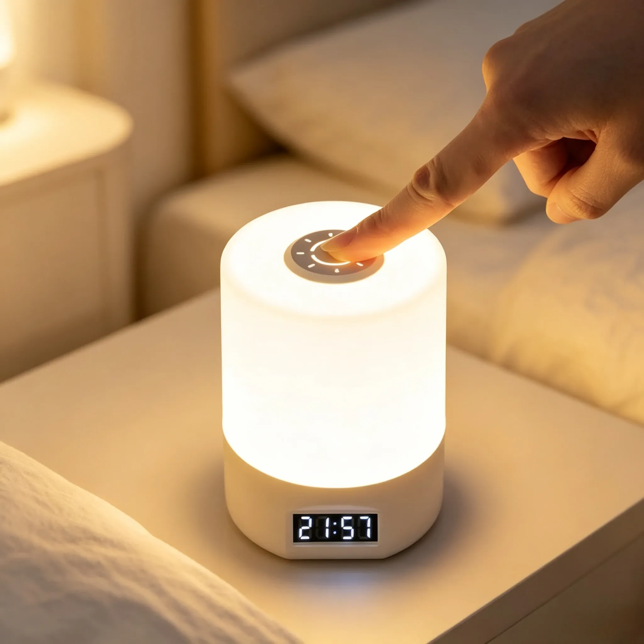 Lampe de nuit LED rechargeable à intensité variable et à commande tactile, idéale pour la chambre, le salon ou le bureau, avec une lumière douce et chaleureuse