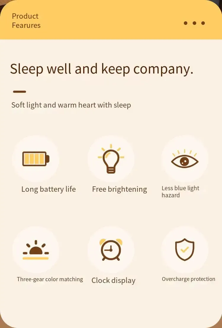 Détail de la lampe de nuit LED