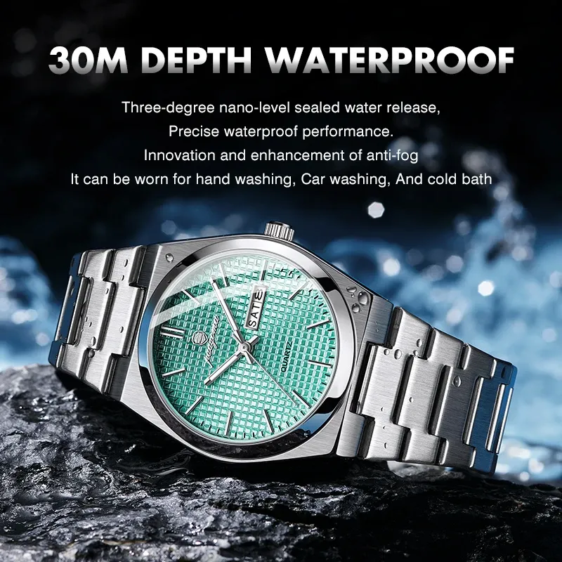 Montre personnalisée PAAZOMU pour homme, montre de luxe, élégante et lumineuse, étanche, chronographe avec date, montre à quartz 4