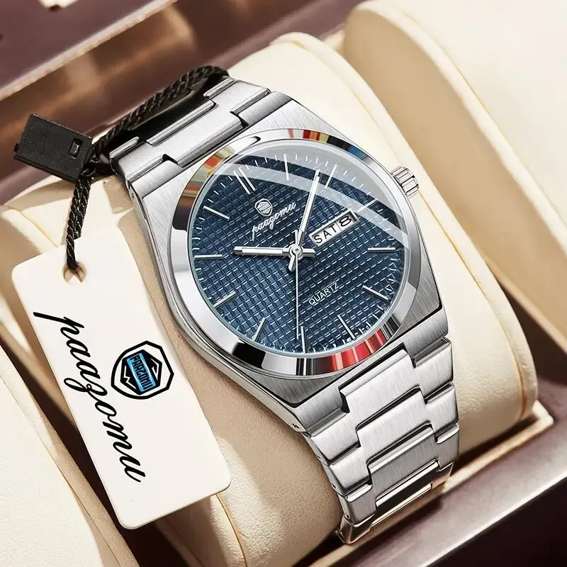 Montre personnalisée PAAZOMU pour homme, montre de luxe, élégante et lumineuse, étanche, chronographe avec date, montre à quartz 15