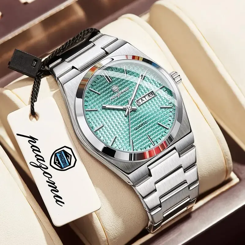 Montre personnalisée PAAZOMU pour homme, montre de luxe, élégante et lumineuse, étanche, chronographe avec date, montre à quartz 14