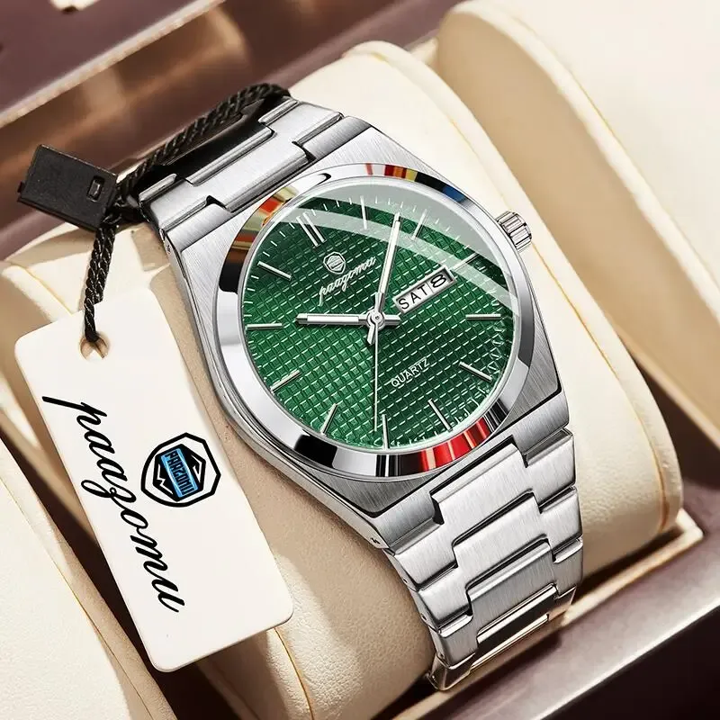 Montre personnalisée PAAZOMU pour homme, montre de luxe, élégante et lumineuse, étanche, chronographe avec date, montre à quartz 13