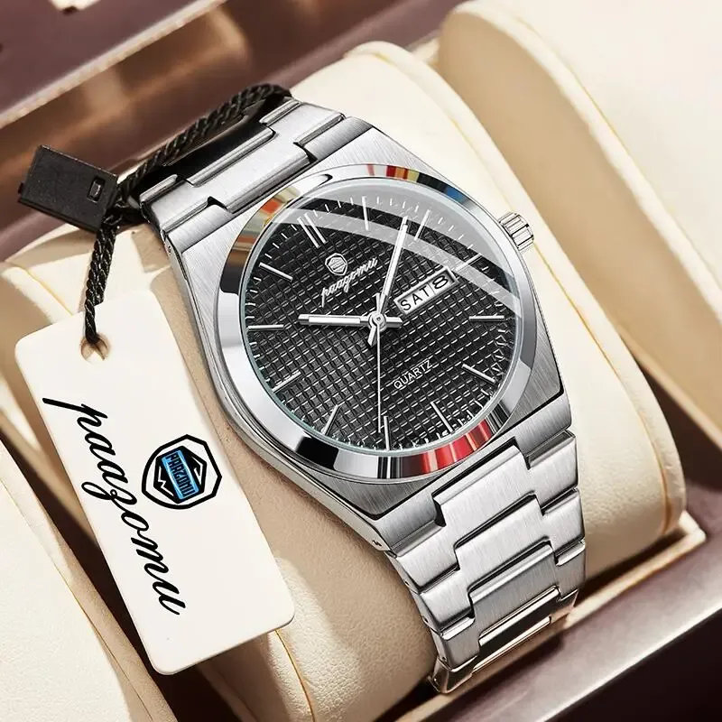 Montre personnalisée PAAZOMU pour homme, montre de luxe, élégante et lumineuse, étanche, chronographe avec date, montre à quartz 12