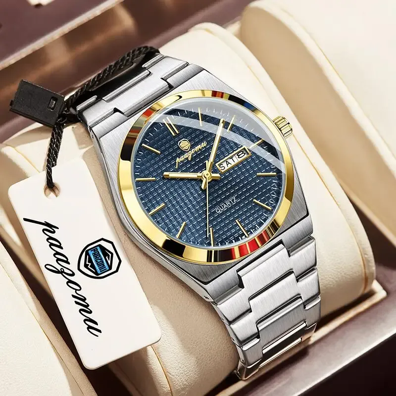 Montre personnalisée PAAZOMU pour homme, montre de luxe, élégante et lumineuse, étanche, chronographe avec date, montre à quartz 11