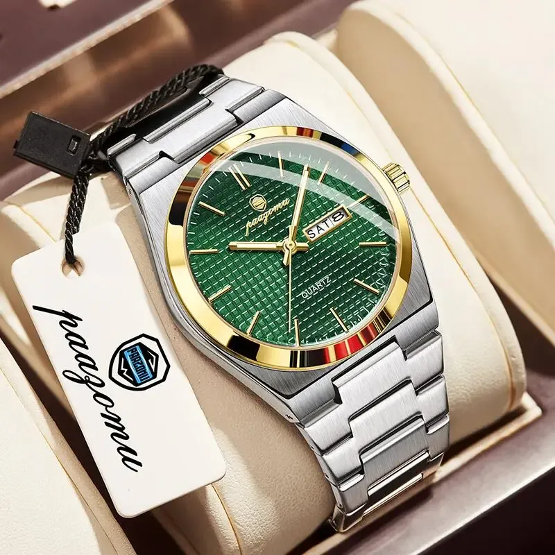 Montre personnalisée PAAZOMU pour homme, montre de luxe, élégante et lumineuse, étanche, chronographe avec date, montre à quartz 10