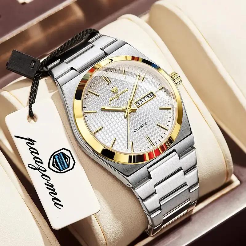 Montre personnalisée PAAZOMU pour homme, montre de luxe, élégante et lumineuse, étanche, chronographe avec date, montre à quartz 9