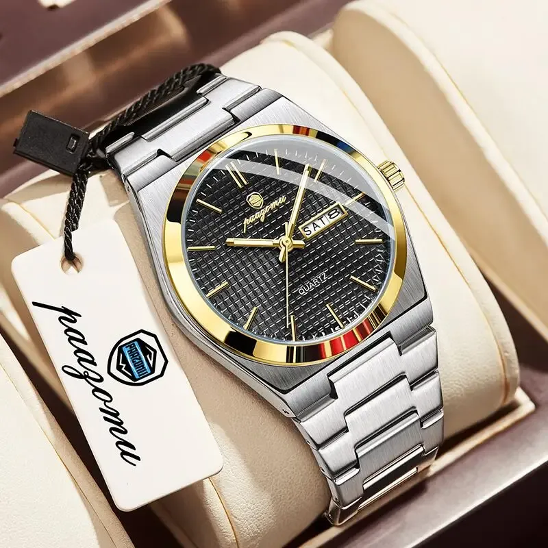 Montre personnalisée PAAZOMU pour homme, montre de luxe, élégante et lumineuse, étanche, chronographe avec date, montre à quartz 8