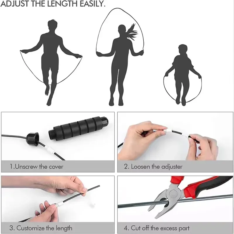 Corde à sauter en fil d'acier réglable, sans enchevêtrement 4