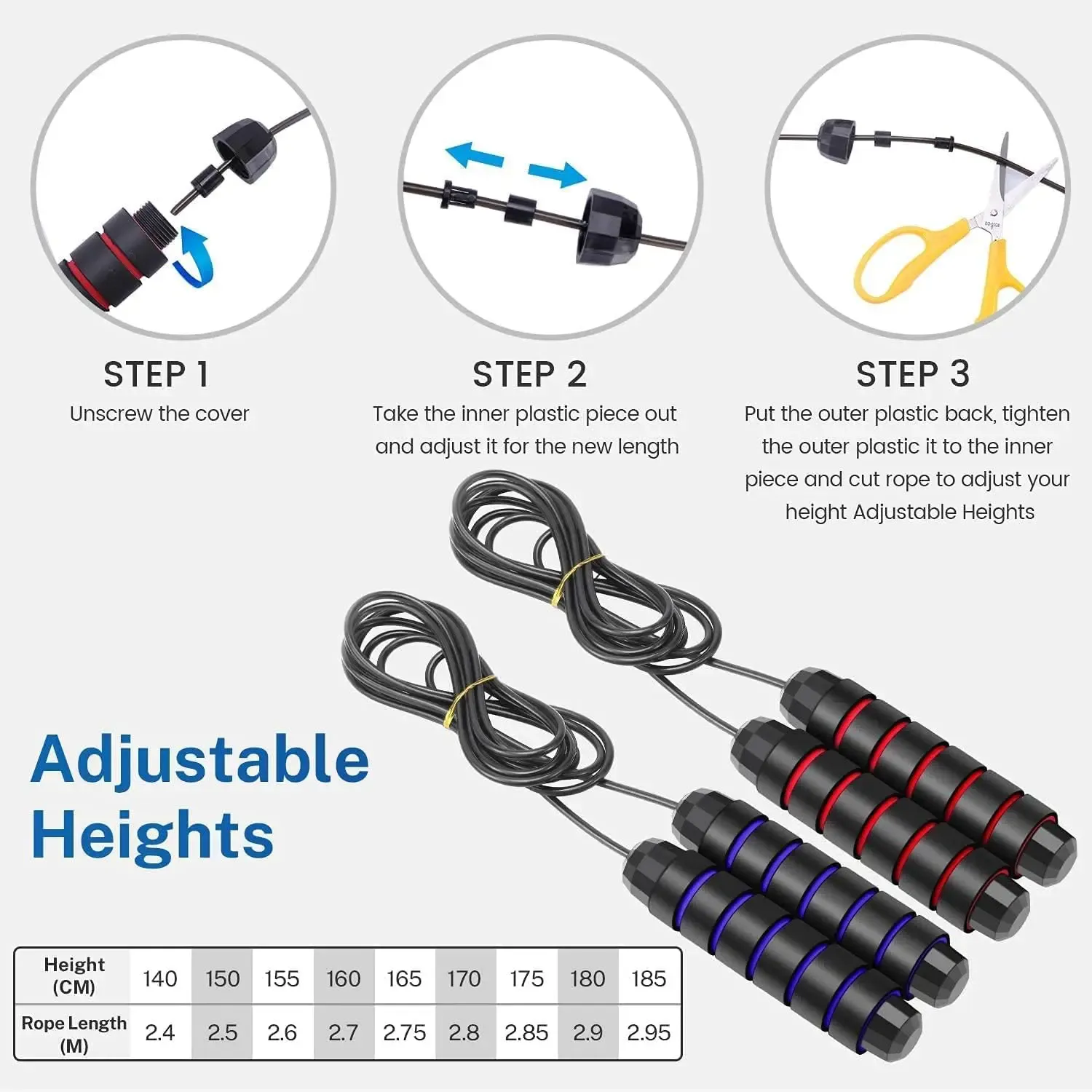 Corde à sauter en fil d'acier avec revêtement PVC