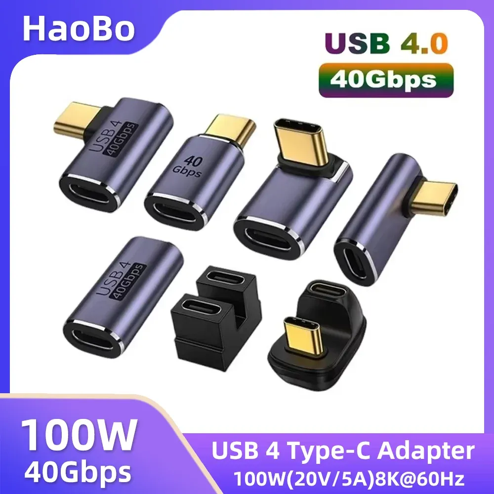 Adaptateur USB4.0 40 Gbps OTG Type C coudé à 90 degrés, 100 W 5 A, convertisseur de charge rapide USB-C vers USB-C, adaptateur de données USB-C pour MacBook 8K 60 Hz