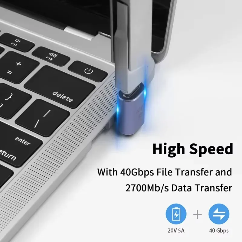Adaptateur USB4.0 40 Gbps OTG Type C coudé à 90 degrés, 100 W 5 A, convertisseur de charge rapide USB-C vers USB-C, adaptateur de données USB-C pour MacBook 8K 60 Hz 2