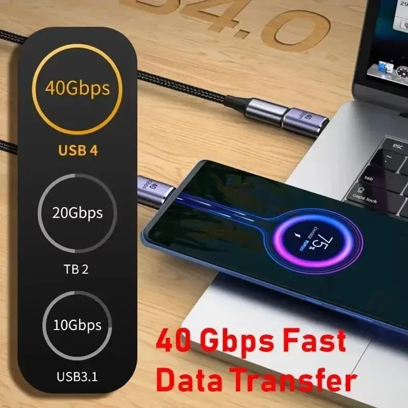 Adaptateur USB4.0 40 Gbps OTG Type C coudé à 90 degrés, 100 W 5 A, convertisseur de charge rapide USB-C vers USB-C, adaptateur de données USB-C pour MacBook 8K 60 Hz 5