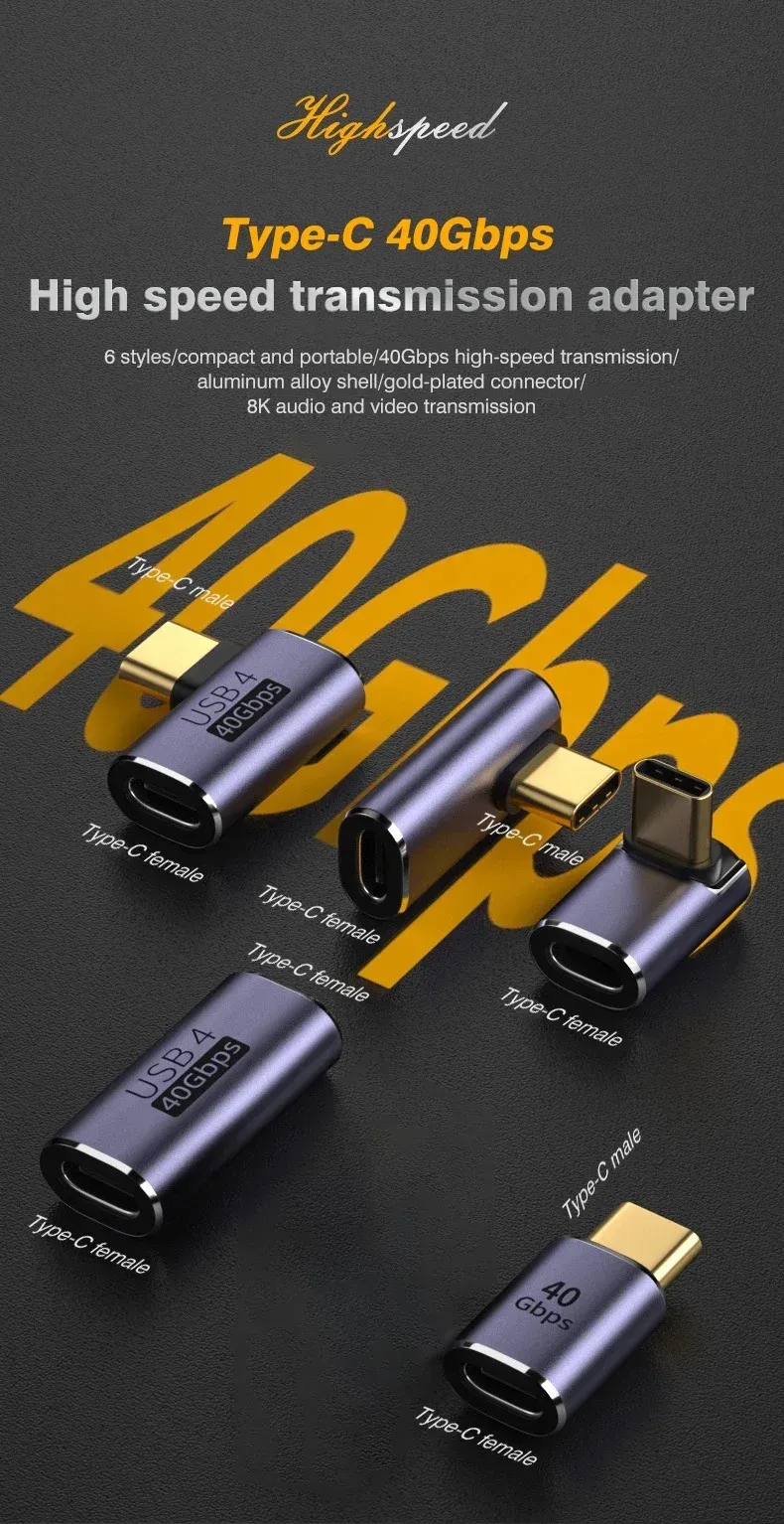 Adaptateur USB-C coudé à 90 degrés, vue de détail