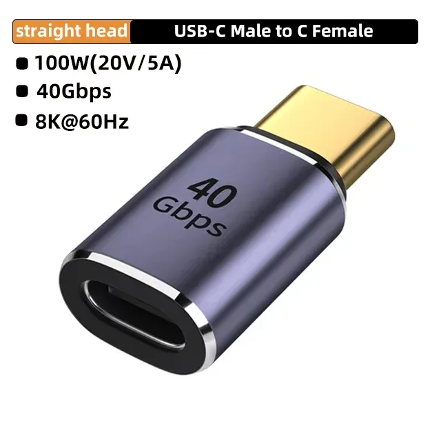 Adaptateur USB4.0 40 Gbps OTG Type C coudé à 90 degrés, 100 W 5 A, convertisseur de charge rapide USB-C vers USB-C, adaptateur de données USB-C pour MacBook 8K 60 Hz 12