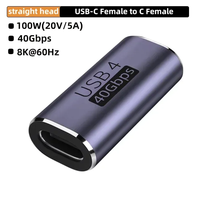 Adaptateur USB4.0 40 Gbps OTG Type C coudé à 90 degrés, 100 W 5 A, convertisseur de charge rapide USB-C vers USB-C, adaptateur de données USB-C pour MacBook 8K 60 Hz 8