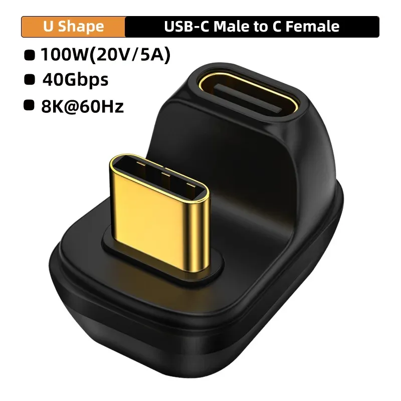 Adaptateur USB4.0 40 Gbps OTG Type C coudé à 90 degrés, 100 W 5 A, convertisseur de charge rapide USB-C vers USB-C, adaptateur de données USB-C pour MacBook 8K 60 Hz 7