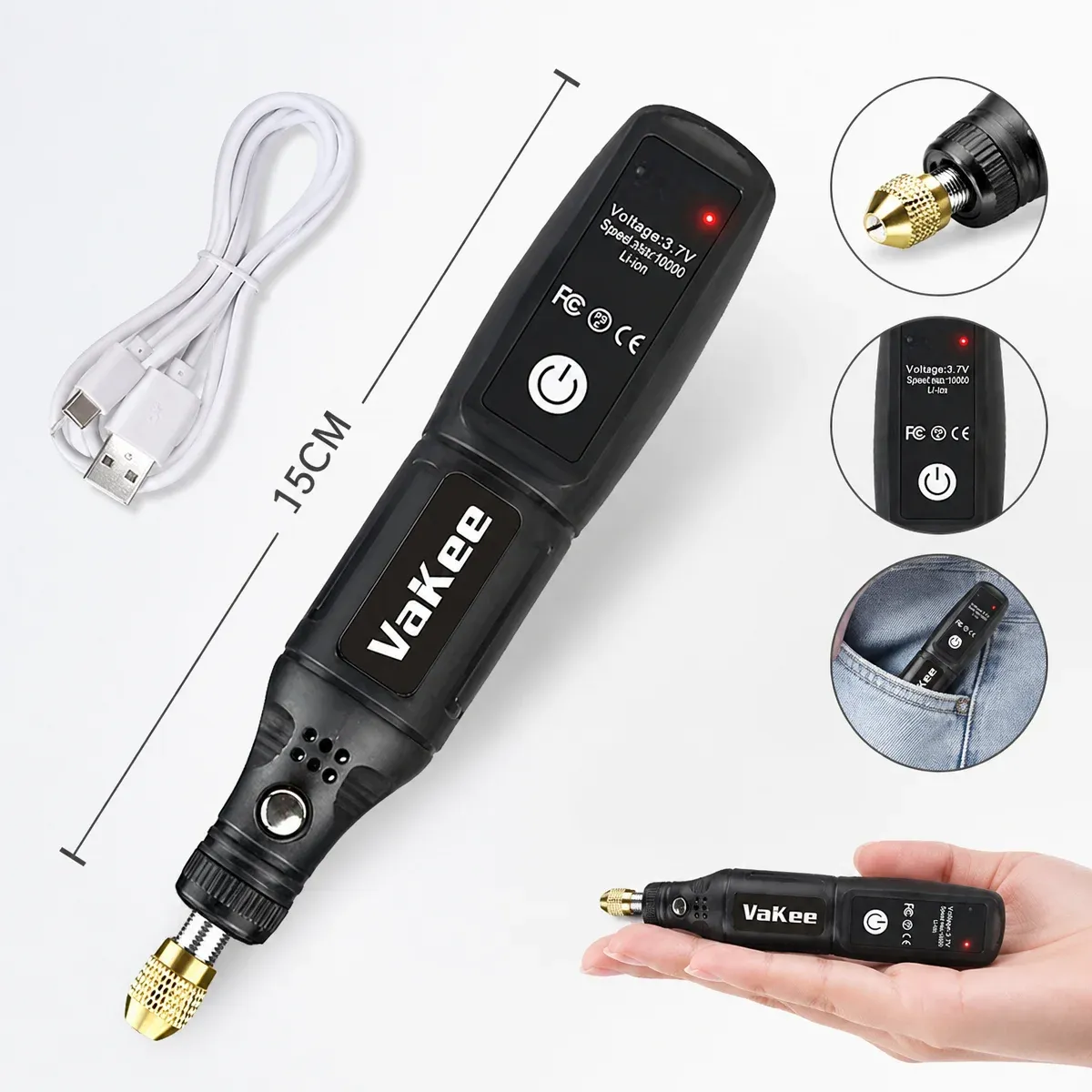 Mini perceuse électrique USB sans fil rechargeable, stylo de gravure, outil rotatif, perceuse à main, mini polisseuse 2