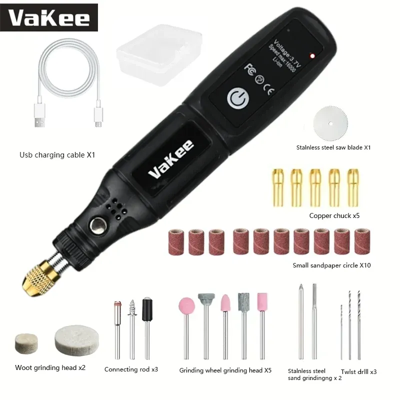 Mini perceuse électrique USB sans fil rechargeable, stylo de gravure, outil rotatif, perceuse à main, mini polisseuse 11