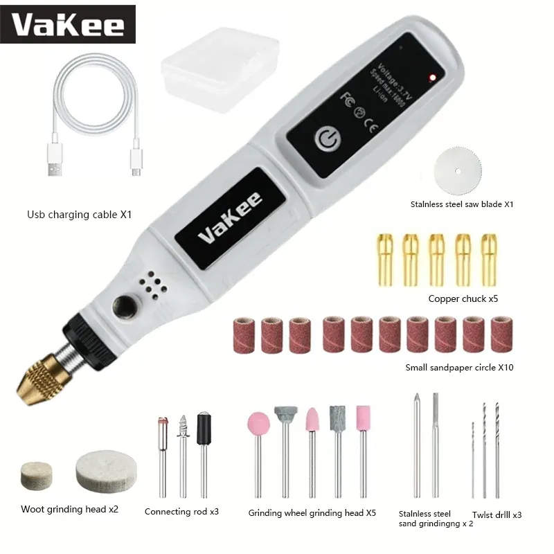 Mini perceuse électrique USB sans fil rechargeable, stylo de gravure, outil rotatif, perceuse à main, mini polisseuse 10