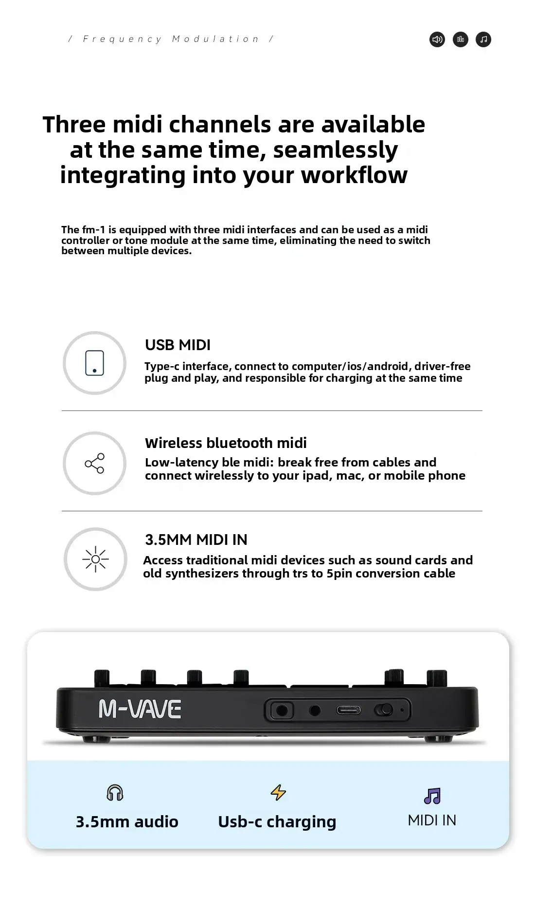 Interface et connectique du FM-1