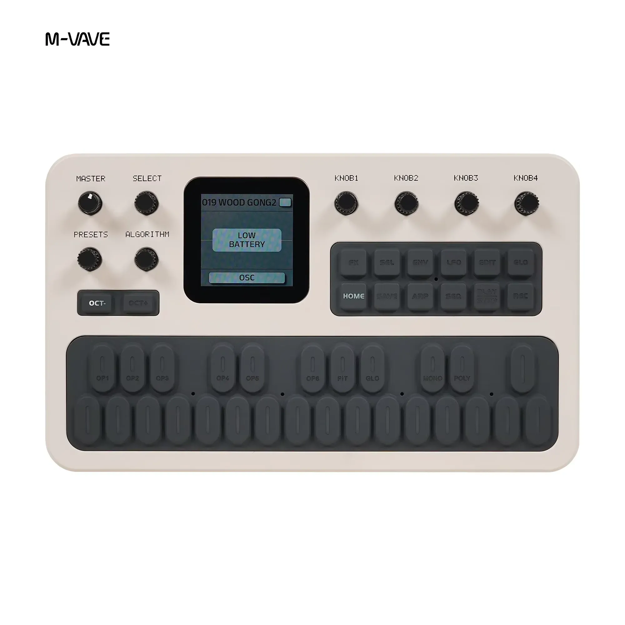 Synthétiseur FM portable M-Vave FM-1 à 6 opérateurs, 32 algorithmes, 128 préréglages, haut-parleur intégré, Bluetooth, MIDI, autonomie de batterie de 12 h 10