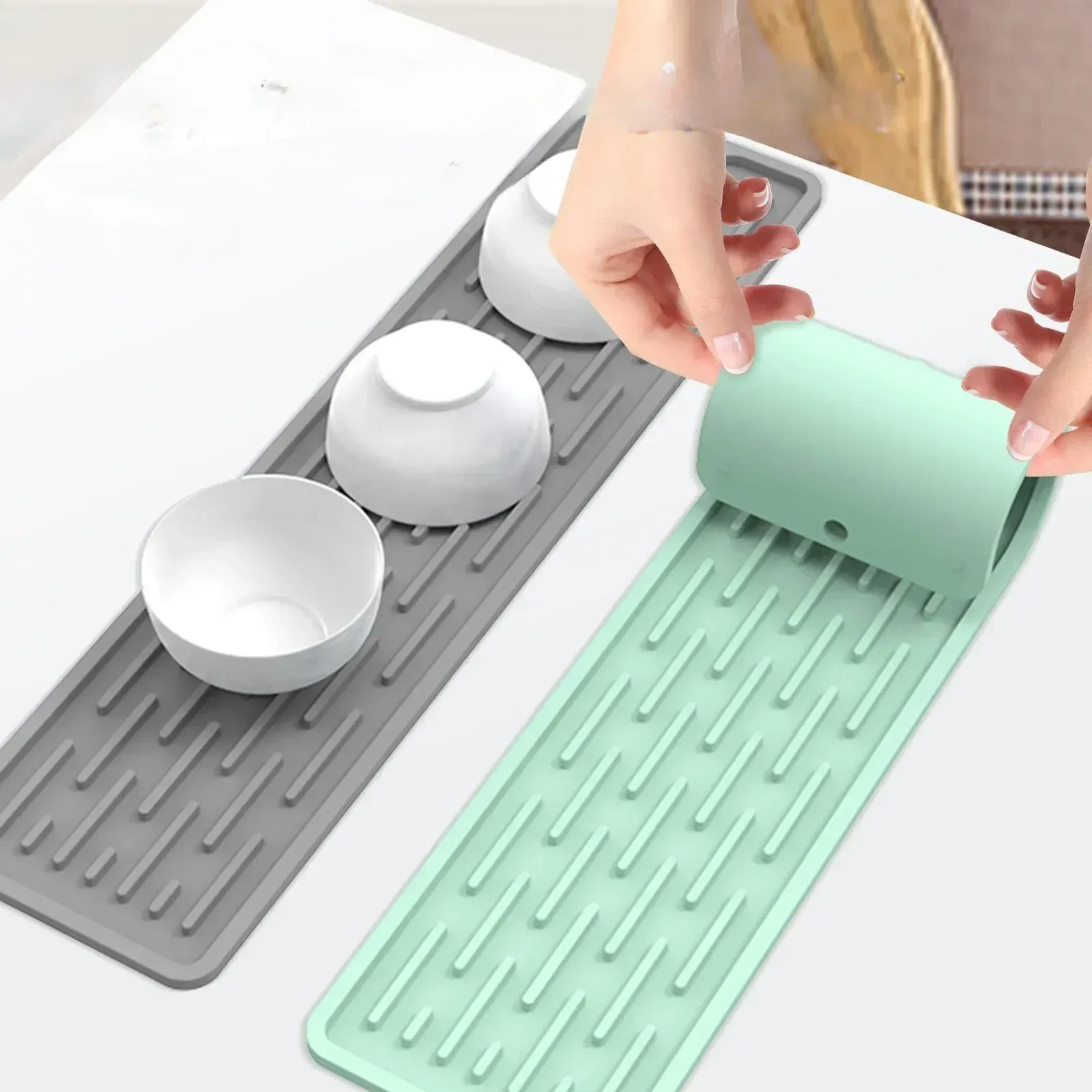 Tapis de protection en silicone pour robinet de cuisine, anti-goutte, imperméable et antidérapant - Image 1