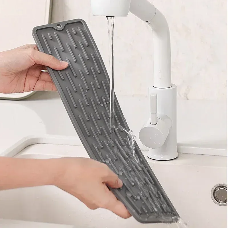 Tapis de protection en silicone pour robinet de cuisine, anti-goutte, imperméable et antidérapant 4