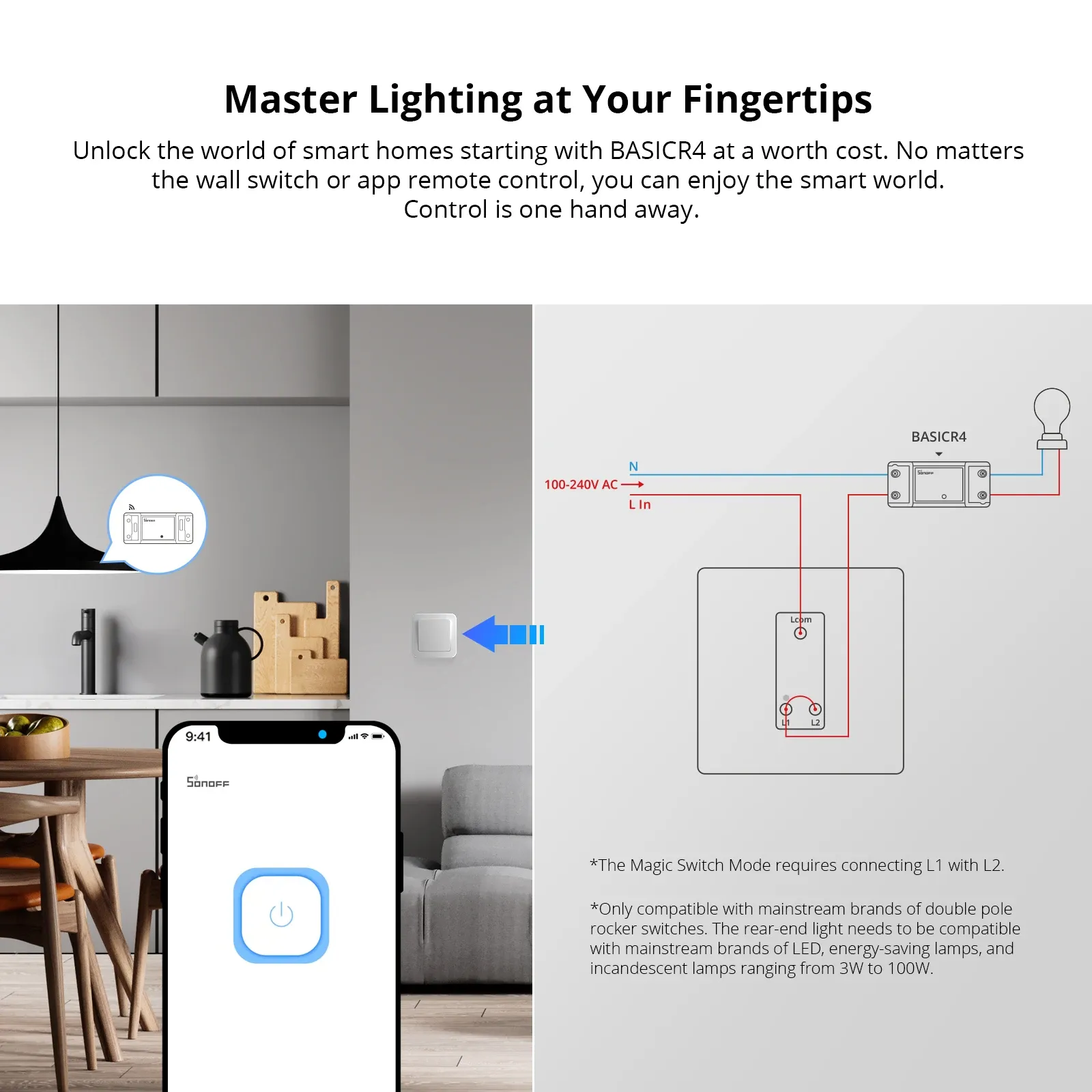Relais Wi-Fi intelligent SONOFF BASICR4 pour la maison, compatible EWeLink, Alexa, Google Home et Alice 4