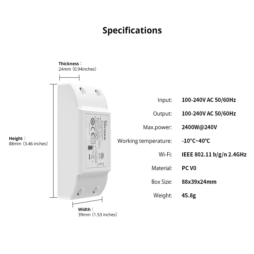 Interrupteur intelligent SONOFF BASICR4 en situation