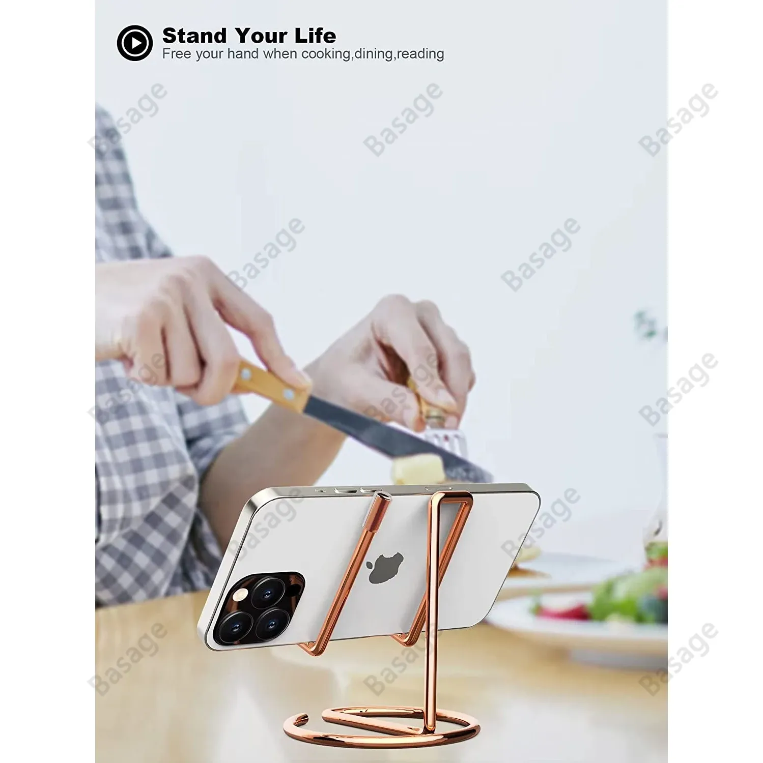 Support de bureau en métal pour téléphone portable et tablette, avec porte-carte de visite 2