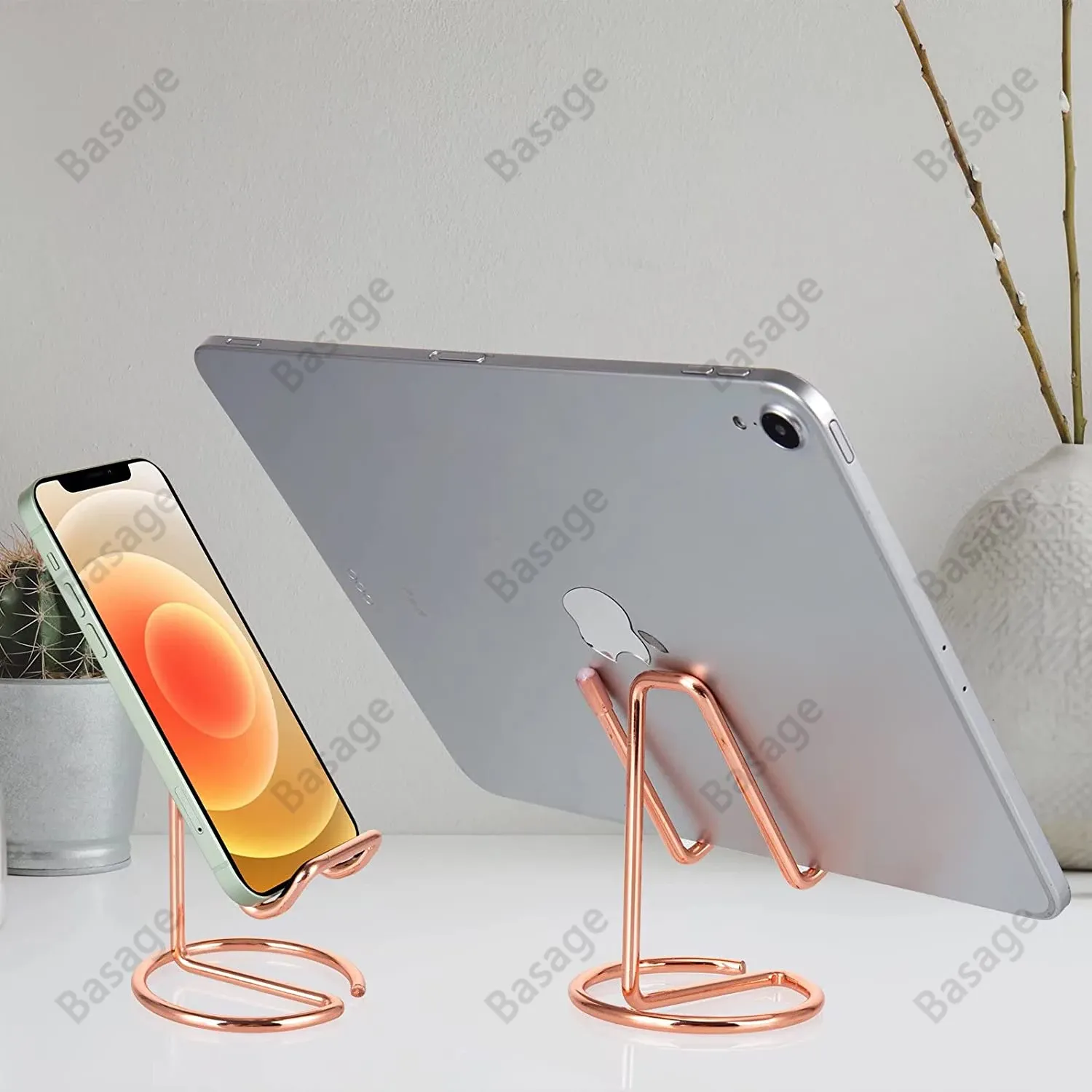 Support de bureau en métal pour téléphone portable et tablette, avec porte-carte de visite 5