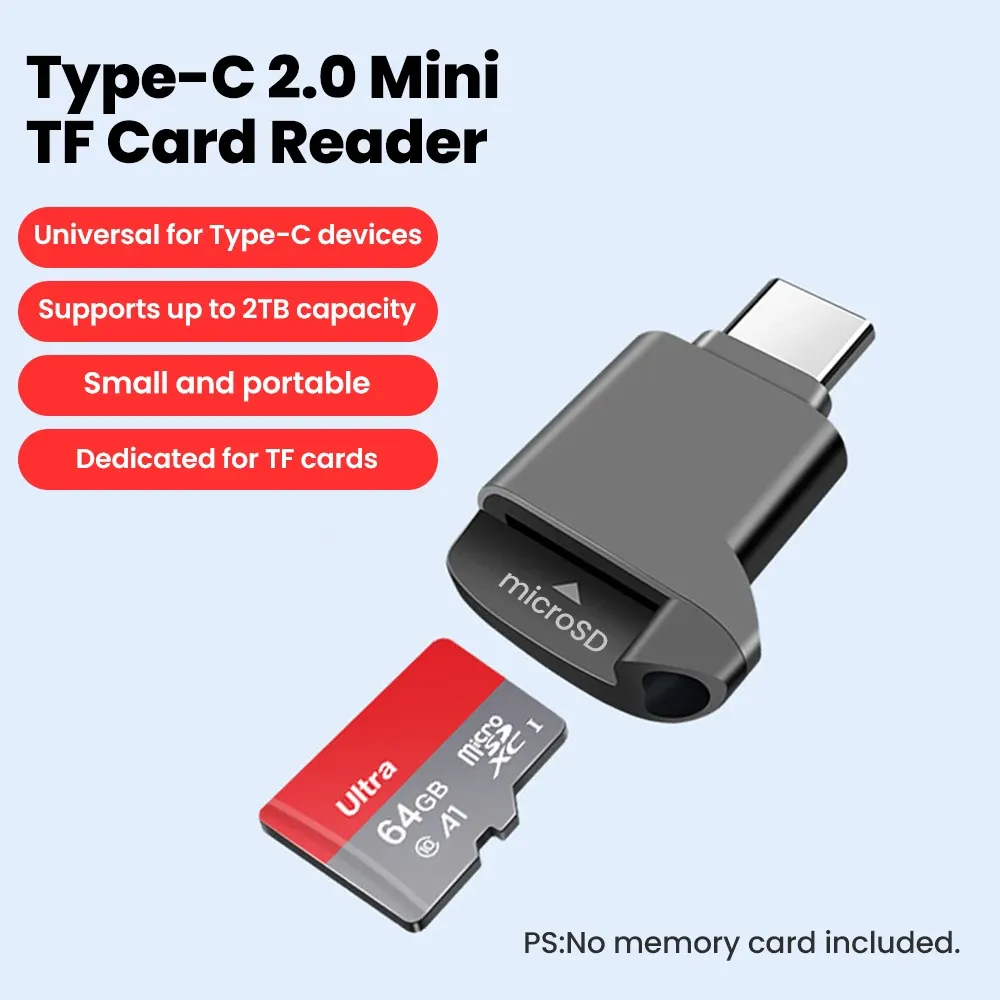Lecteur de carte TF USB-C 2.0 Mini noir pour iPhone 17 et 16