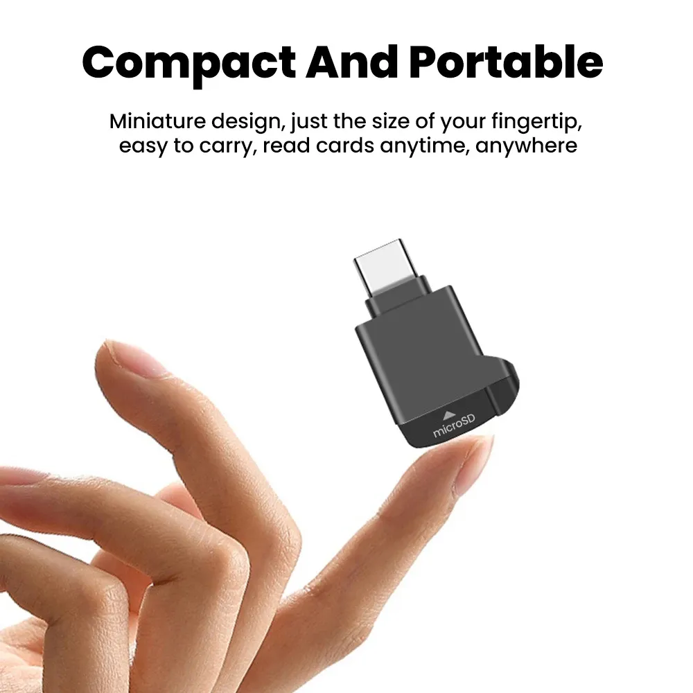 Lecteur de carte TF USB-C 2.0 Mini noir pour iPhone 17 et 16 5