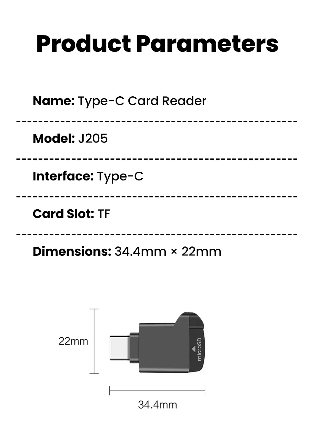 Lecteur de cartes TF, détail de la connectique
