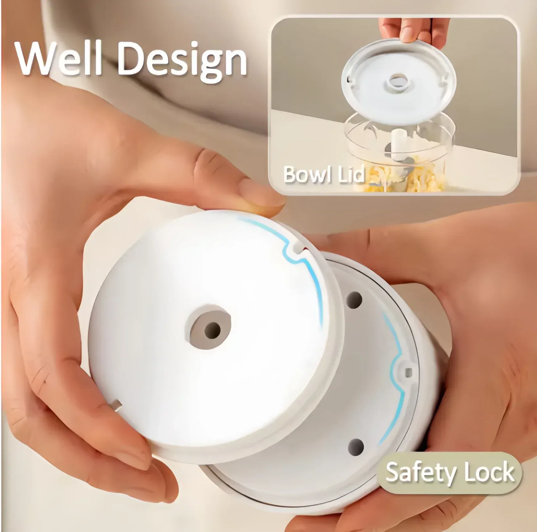 Hachoir électrique sans fil 400 ml à 6 lames, mini hachoir à ail et légumes portable USB 5