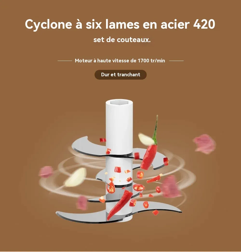 Hachoir à aliments en utilisation dans la cuisine