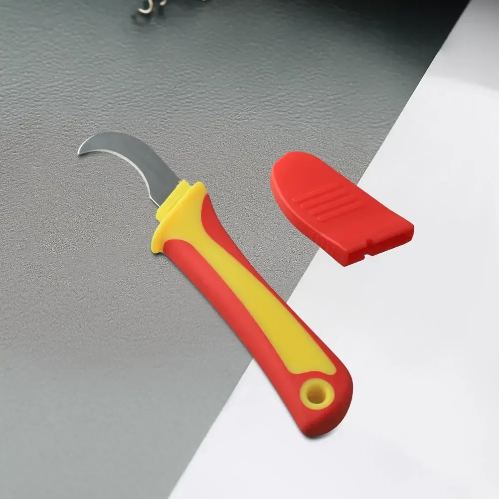 Couteau d'électricien isolé à lame fixe droite, incurvée et crochet, avec pince à dénuder les câbles et outil manuel d'épluchage 5