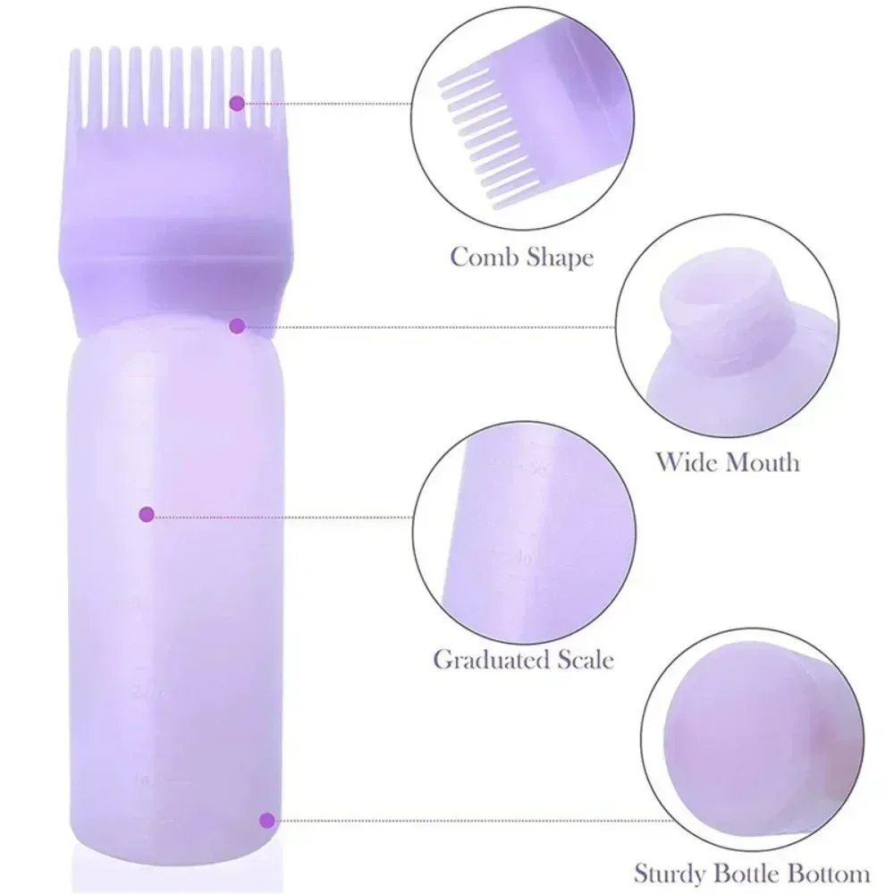 Brosse à shampoing en silicone avec peigne de massage du cuir chevelu, flacon applicateur pour coloration capillaire avec brosse, outil de coiffure pour salon, spécial perruques en cheveux naturels 3