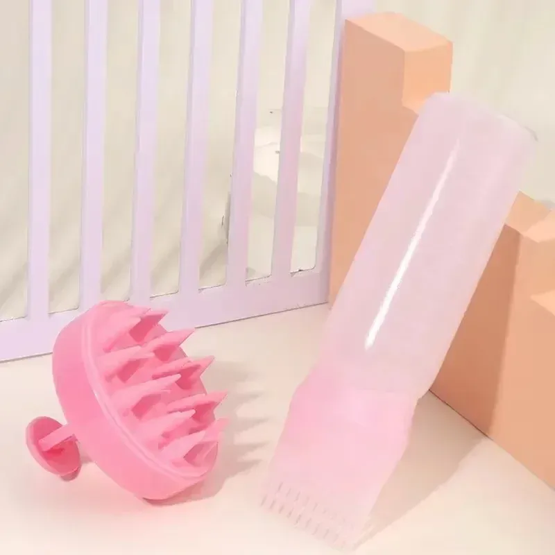 Brosse à shampoing en silicone avec peigne de massage du cuir chevelu, flacon applicateur pour coloration capillaire avec brosse, outil de coiffure pour salon, spécial perruques en cheveux naturels 4