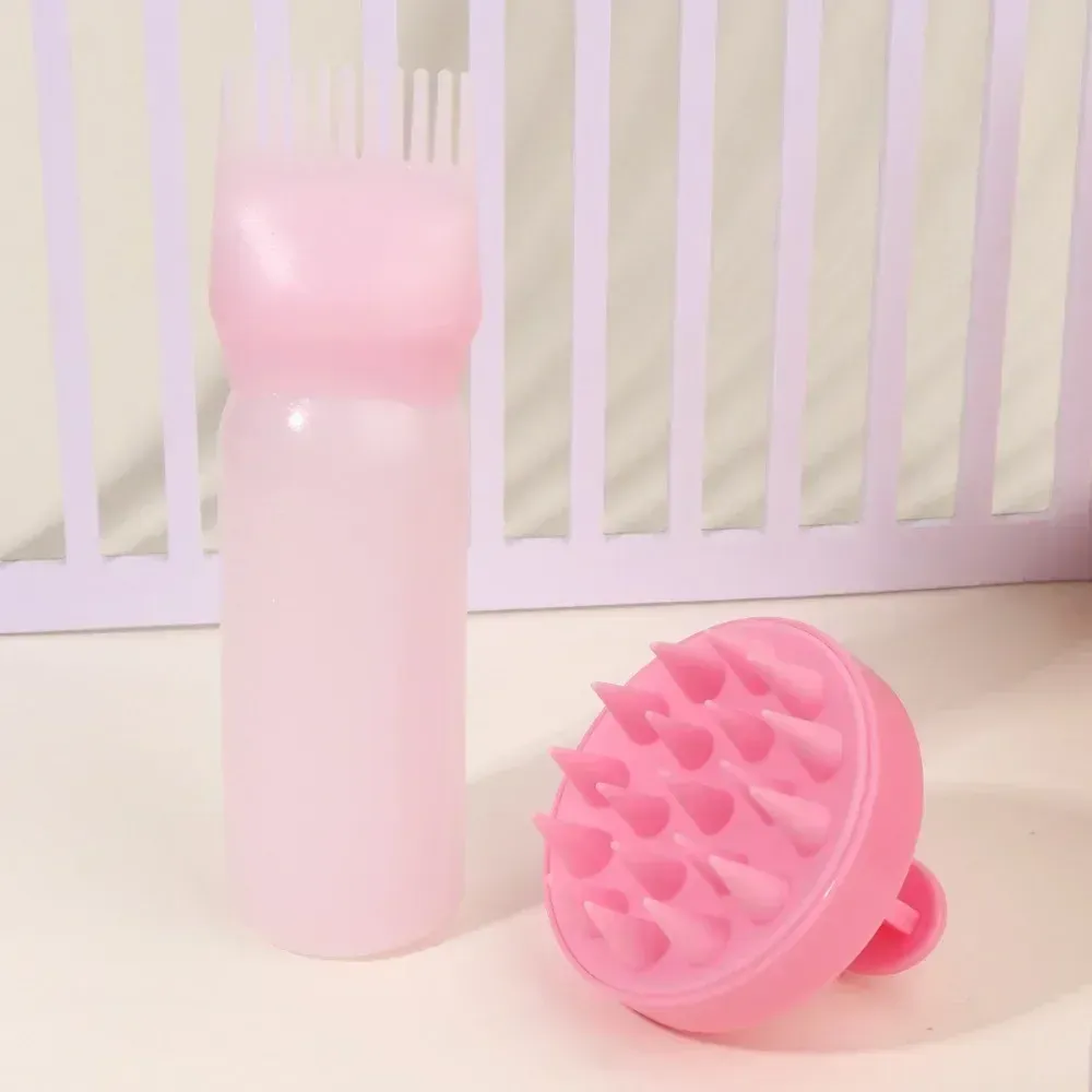 Brosse à shampoing en silicone avec peigne de massage du cuir chevelu, flacon applicateur pour coloration capillaire avec brosse, outil de coiffure pour salon, spécial perruques en cheveux naturels 6