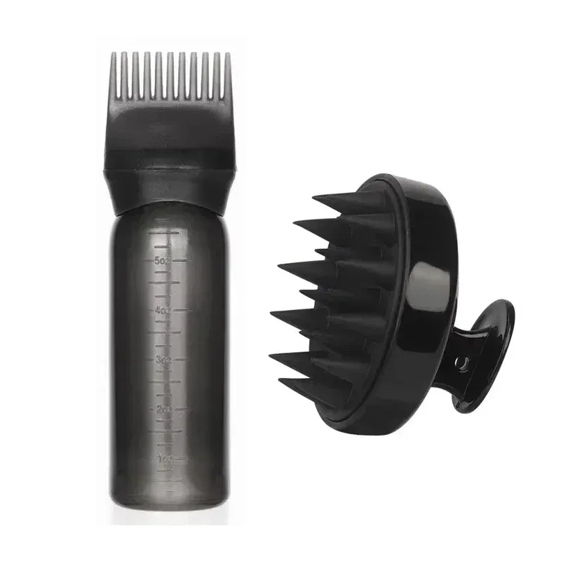 Brosse à shampoing en silicone avec peigne de massage du cuir chevelu, flacon applicateur pour coloration capillaire avec brosse, outil de coiffure pour salon, spécial perruques en cheveux naturels 14